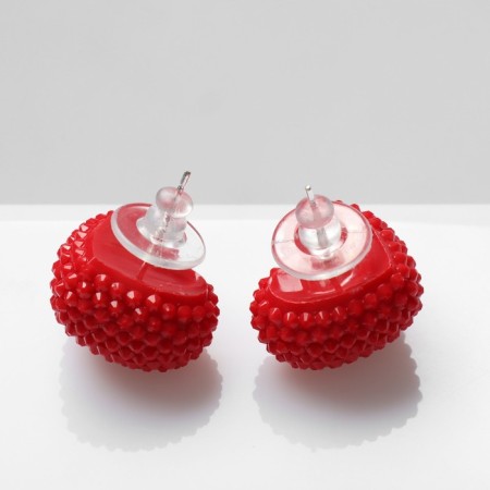 Earrings plastic "Caramel" heart, red color-1