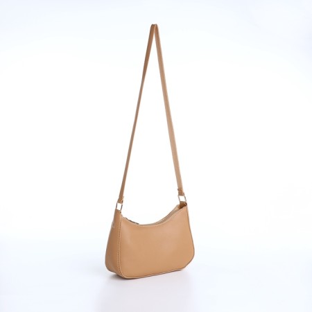 Baget bag with zipper, beige color-1