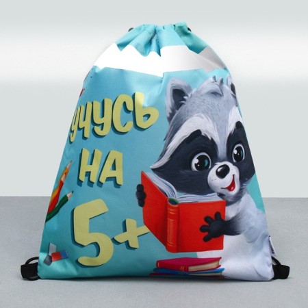 A bag for shoes with a reflective element "I study at 5!" size 30 x 40 cm-1