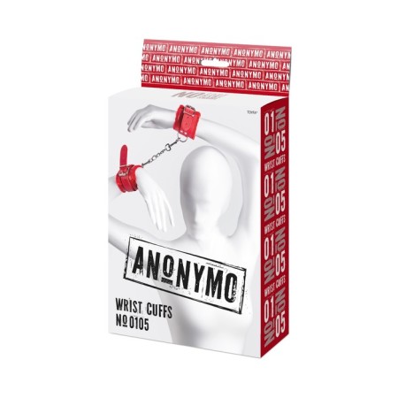 Handcuffs Anonymo, PU Skin, 27 cm, red color-9