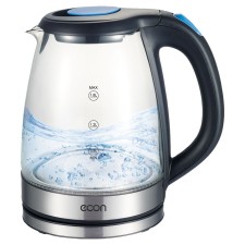 ECO-1736ke kettle, glass, electric, 1.8 l, 1850 watts, silver color