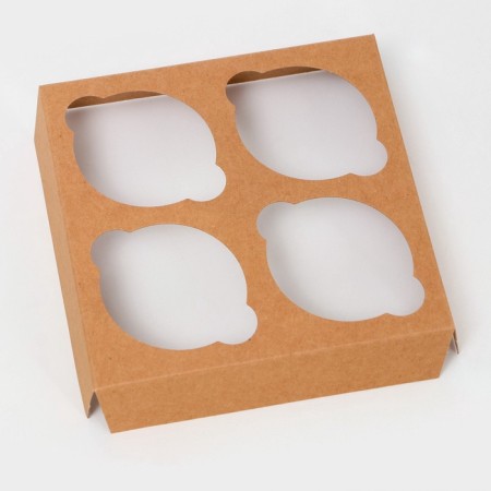 Box for 4 cupcake craft with a window, confectionery packaging, 13 x 13 x 8 cm set 5 pcs-3