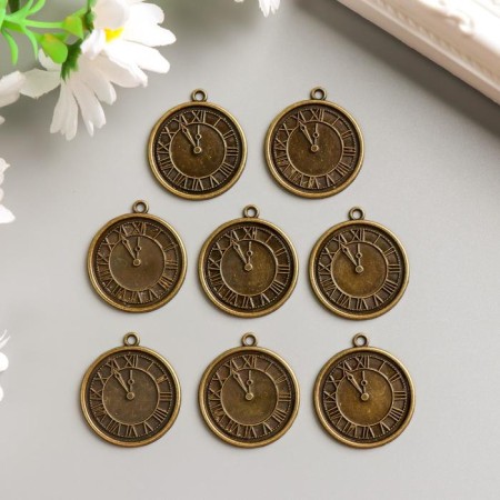 Decor for creativity Metal "Clock with Roman numbers" bronze 2.1x1.8 cm-1
