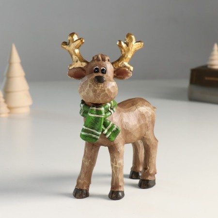 Souvenir Polystone "Olennian in a green scarf with golden horns" 7.3x12x18 cm