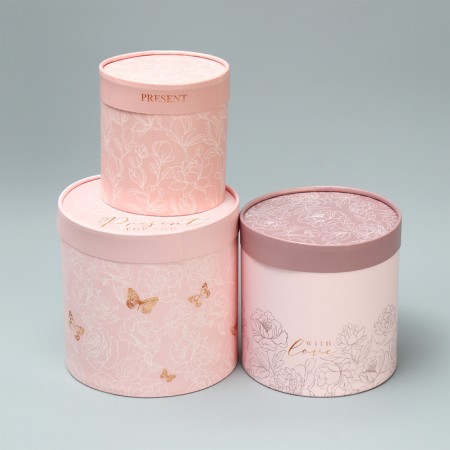 Set of hats 3 in 1, gift packaging, “linear flowers”, 13 x 13 - 18 x 18 cm-1