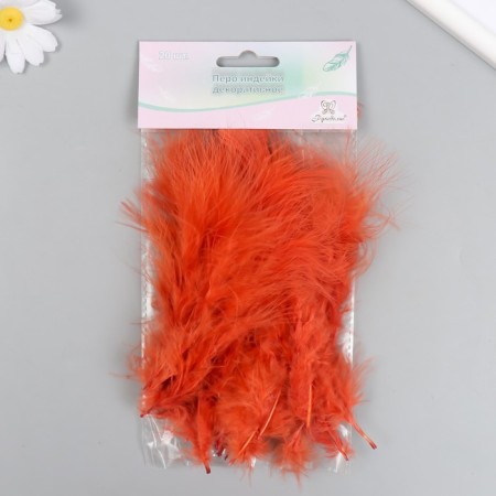 A set of decorative feathers "needlework", 20 pcs (dark orange), pen length 13-16 cm-3