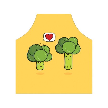Apron of a kitchen with a photo print "Broccoli in love", adjustable, size OS-2