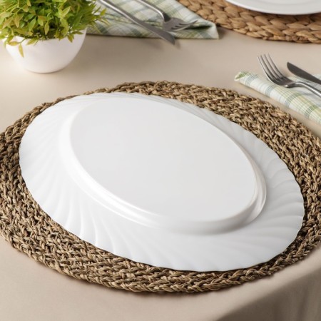 Oval glass -ceramic dish, 35 × 25 cm, white color-2
