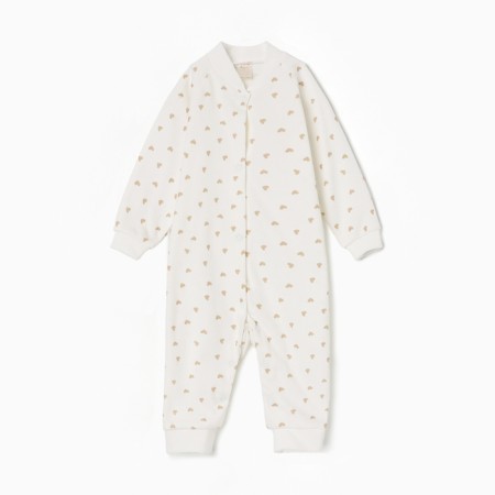 Details for children with open legs, beige color/hearts, height 74 cm