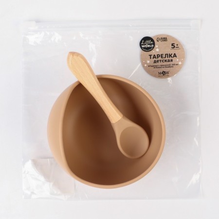 Baby plate on a suction cup, spoon, m & b, beige-4