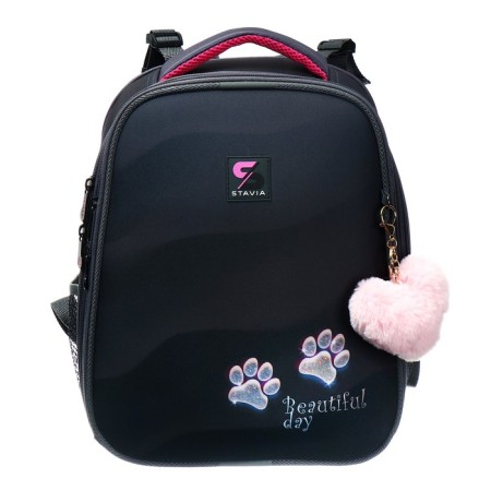 School backpack 38 x 30 x 16 cm, ergonomic back, stavia "paws", gray-2