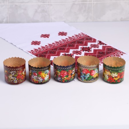 Paper form for Easter cake "Zhostovo" 70 x 60 mm, mix-2