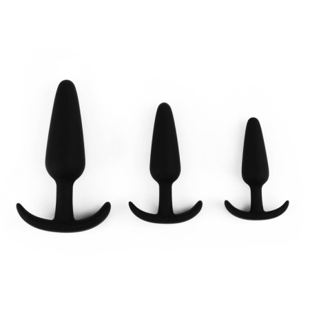 A set of anal traffic jams, cone, 3 pieces, Soft silicone, D = 19; 24; 31 mm, black