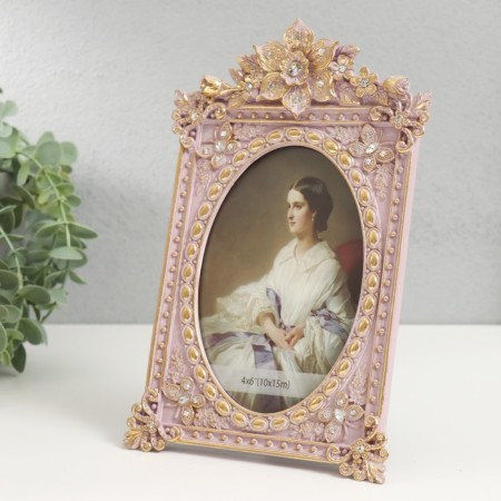 Photo frame Polystone 10x15 cm "Royal flowers" pink 22.5x14.5x3 cm-1