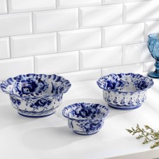 Set of salad bowls, 3 pcs, 300 ml, 800 ml, 1300 ml, gzhel