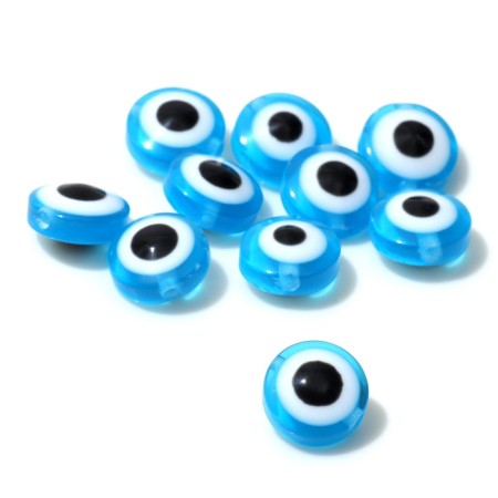 The bead "Eye" is flat, 1 × 1 × 0.6 cm, (set 10 pcs.), Blue color-1