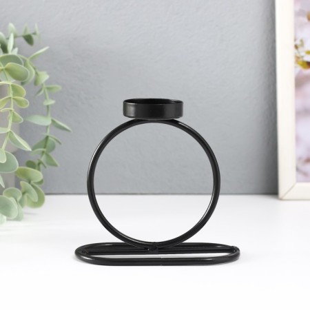 Summary metal per 1 candle "Ring" d = 4 cm black 11x6x11 cm-3