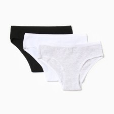 A set of panties for a girl (3pcs), black/gray/white color, height 152 cm