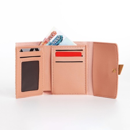 Women's wallet on the button, pink color-3