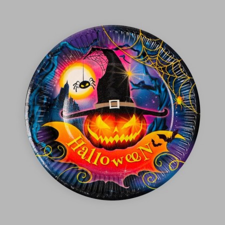 Disposable paper plate "Halloween", 18 cm, set 6 pcs.-2
