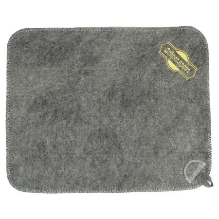 Bath and sauna rug, gray with gold embroidery "Dobroparov"-1