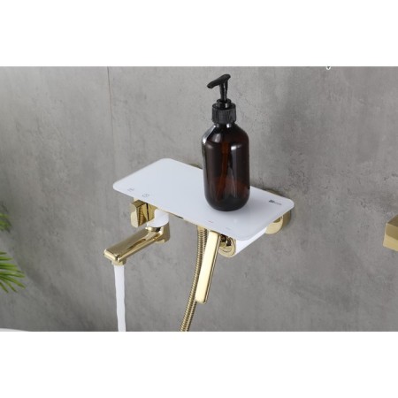 LEMARK MISTA LM6414WG bath mixer, single -leaf, pour 180 mm, watering can, white/gold-1