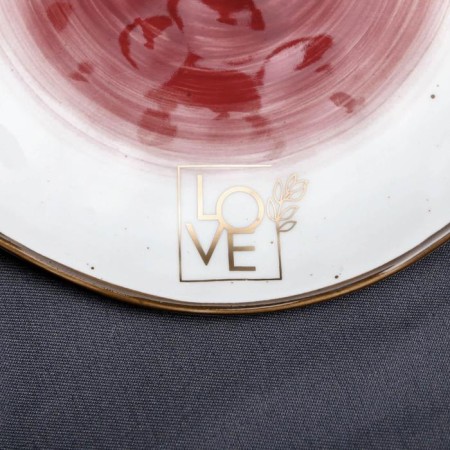 Ceramic Love plate, Ø 19 cm, red color, red color-1