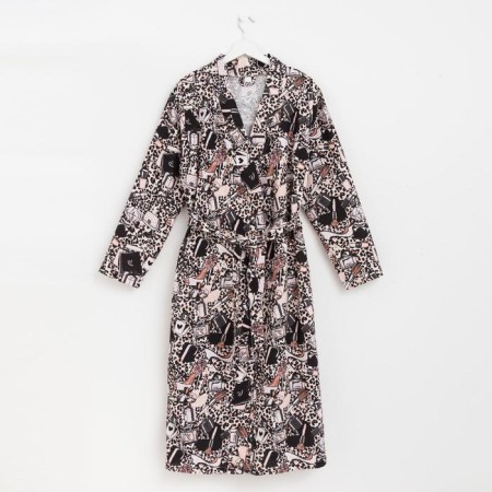 Women's robe elongated Ethel "Leopard", size 54-56, waffle 200g/m2, cotton-5
