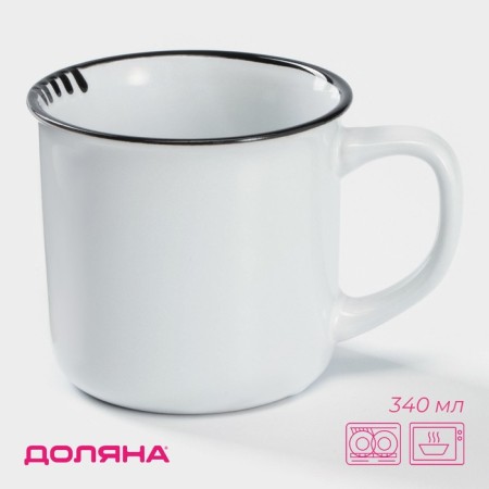 Mug ceramic shares "Emal", 340 ml, white color