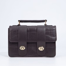Women's bag on the valve, the color is dark brown