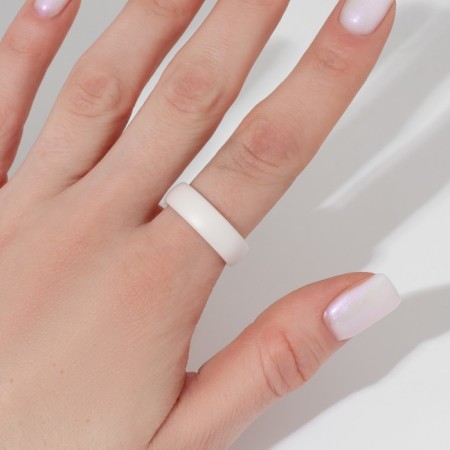 Ring Ceramics "Line", white matte color, 16.5 size-1