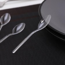 A disposable plastic spoon for buffet, 10 cm, transparent color, 50 pcs/un