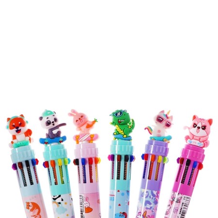 Automatic ballpoint handle, 10 color, barcode on a piece, mix of animals-6