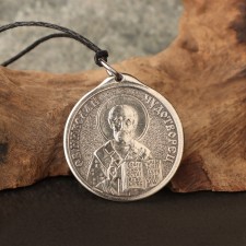 The icon-suspension of St. Nicolas Miracle Worker, etc. Sergy Radonezh, 12g, 33x30 mm, southeast. Melchior
