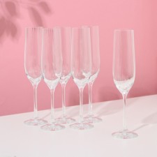 A set of glasses for champagne Viola, 6 pcs, 190 ml, crystal glass