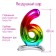 Foil ball 32 “number 6”, on a stand, rainbow