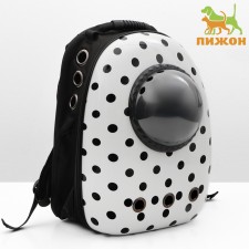 A backpack for carrying animals with a window for a viewing of 