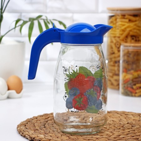 A jug with a lid "Berry Fresh", glass, 1.5 l, with a lid-1
