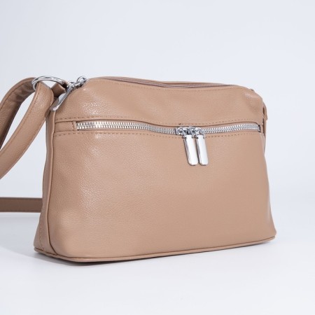 Bag Cross-Bodi with a zipper, dark beige color-2