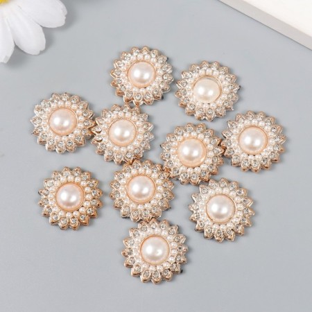 Decor for creativity plastic, rhinestones "Pearl Astra" set 10 pcs 2x2 cm-2