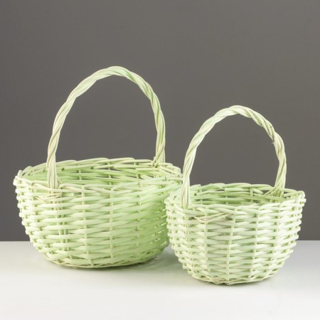Set of baskets, d24x13/26 cm, d18x11/23 cm, 2 pcs, green, willow-2