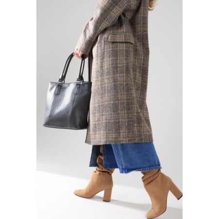 Luggage bag, external pocket, long belt, gray color-3