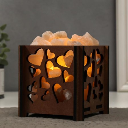 Salt lamp with Dimmer "Basket. Hearts" 1.8 kg, 15W, 15x12x12 cm