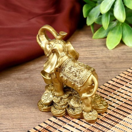 NECK Polystone "Elephant with coins" of bronze 8.5x8 cm-6