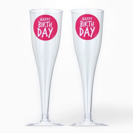 A set of plastic glasses for champagne "Happy Birthday", a cheerful holiday, 150 ml-2