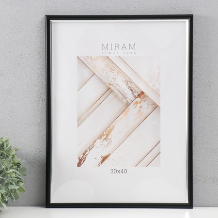 Photo frame Plastic "Mira" 30x40 cm, 641877-33, black with silver (plastic screen)-1
