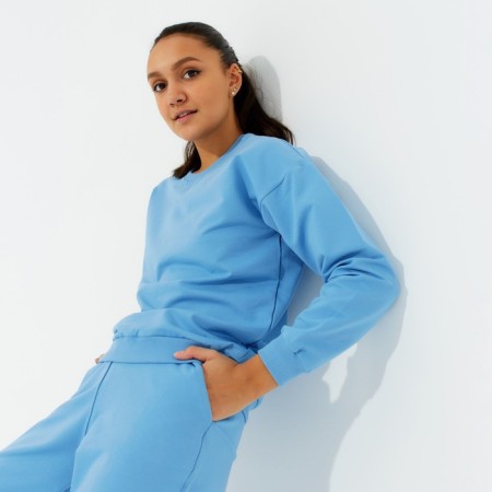 Women's costume (sweatshirt, trousers) minku: Casual Collection Blue color, size 50-7