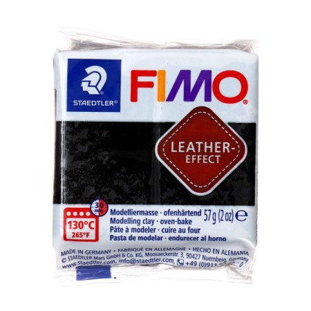 Plastic - polymer clay, 57 g, Leather -Effect (with skin effect), black