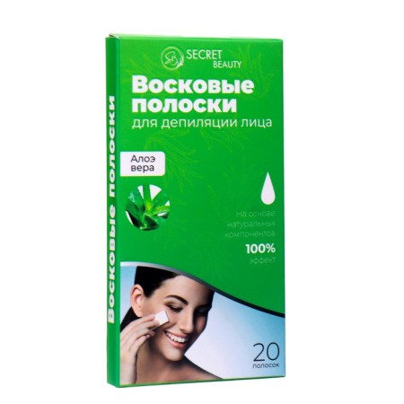 Secret Beauty wax strips for facial depilation, with aloe vera, 20 pcs