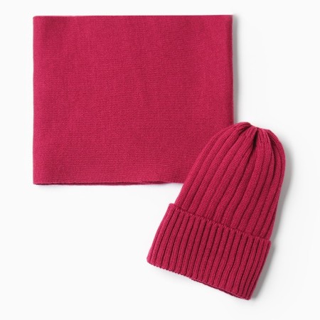 Children's cap KAFTAN with snood, fuchsia rr 48-52-3